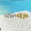 Midi Rings ring designer jewelry Double T 925 Sterling Silver Open 18k rose gold couple versatile light luxury female gift286h