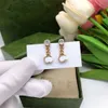 Luxury Stud Double Letter G Designer Brand ggity Earrings Vintage brass Crystal Stone Earring Women's Party Jewelry Gift Box 2345