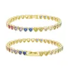 rainbow colorful mini love hearts zircon Bracelet Women Men hip hop Iced Out Bling Cubic Zirconia Couple Jewelry Gift