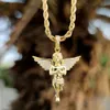 Pendant Necklaces Hip Hop Style Necklace For Men Angel Wings Little Golden Man Pendant Iced Out CZ Charm Jewelry 230718