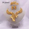 Conjuntos de joyería Dubai color dorado africano nupcial boda fiesta regalos para mujeres Nigeria collar pulsera pendientes anillo conjunto joyería 2222G