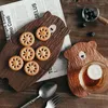 Пластины Lovey Bear Family Family Walnut Art Tray Party Platter и хлебные фрукты, подают деревянная тарелка деревянная доска