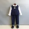 Zestawy odzieży Klasyczna jesień dla chłopców Born Festival Ubrania Koszulka Koszulka Plaid Pat Pantcoat Cravat Ceremonal Suit Baby Stuff