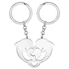 Portachiavi Weveni Acciaio inossidabile 2PCS Oro placcato argento Uccelli Patchwork Portachiavi Coppia amante Portachiavi Regali Zaino Charms