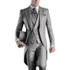 Italienische Lange Schneider Mantel Grau Männer Anzug Für Hochzeit 3 stück Jacke Hosen Weste Krawatte Masculino Trajes De Hombre Blazer2868