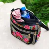 Akşam çantaları kadın omuz çantası seyahat torbası vintage çiçek işlemeli crossbody zip cep telefonu çok katman