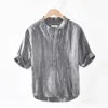 Camisas casuales para hombre estilo japonés tela de lino para hombre camisa transpirable manga corta Oneck ropa casual top 230718
