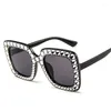 Solglasögon Shining Diamond Women Brand Design Flash Square Shades Female Mirror Sun Glasses Oculos Lunette