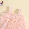 Robes de fille enfant en bas âge enfants bébé filles robe 3D papillon couleur unie sans manches fronde robe été doux décontracté princesse robe 6M-4T R230719