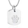 مجوهرات حرق جثث الحيوانات الأليفة للرماد Stainess Steel Steksake Necklace Dog Cat Paw Tmorial urn for Women Men259r