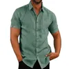 Męskie koszule Summer Summer krótkie rękawy męskie swoboda bawełniana koszulka lniana Lapowa formalna społeczna luźna odzież 230718