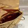 Luxus-Designer-Taschen, klassische 19-cm-Klappen-Crossbody-Handtaschen, französische Marke, hochwertige gesteppte Matelasse-Bling-Bling-goldene Damen-Ketten-Schulter-Einkaufstasche, Geldbörse