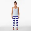 Pantalon actif Stripes horizontaux bleu et blanc Leggings Legging de vêtements de sport pour femmes augmente les fesses