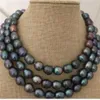 stunning 12-13mm tahitian black pearl necklace 38inch 925 silver2767