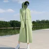 Trench Coats Feminino Protetor Solar Vestuário Feminino Verão UV 2023 Gelo Seda Estilo Longo Comprimento do Joelho Corpo Inteiro Equitação Bicicleta Elétrica