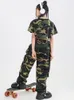 Scene Wear Girls Jazz Dance Costume Summer Crop Tops Pants Camouflage Performance Suit Kids Hip Hop Clothes Fashion Outfit BL10537