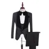 2020 New Arrival Groomsmen Shawl Lapel Groom Tuxedos Red White Black Men Suits Wedding Man Blazer Jacket Pants Tie Vest282n