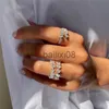 Band Rings LXOEN New Fashion 3 Layers Irregular AAA Cubic Zirconia Couple Wedding Open Adjust Rings for Women Party Silver Color Jewelry J230719