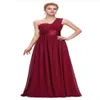 Vestidos de Dama de Honra Chiffon Um Ombro 2019 Vestido de Festa de Casamento Chiffon Roxo Borgonha Vestidos Dama De Honor286w