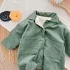 Rompers babykläder overaller vinterflicka förtjockar romper corduroy jumpsuit barn pojke kläder småbarn bodysuit födda 230720