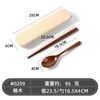 Dinnerware Sets Nature Wood Tableware Wheat Box Students Spoon Chopsticks Cutlery Set Portable Travel Kitchen Accessories