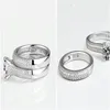 Hele-Victoria Wieck Real Solitaire 5mm Topaz gesimuleerde Diamond 925 Sterling zilveren Vrouwen Wedding Ring Set Engagement Band Sz 194d