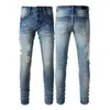 Designer jeans herrar byxor linne byxor hip hop män jeans orolig rippad cyklist smal fit motorcykel denim kvinnor jeans mens jeans lila jeans