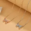 Cute Iced Out Cubic Zirconia Fashion Butterfly Necklace Hollow Choker Chain Shining Micro Inlaid Diamond Lady's Gold Color Aesthetic Pendant Jewelry Wholesale