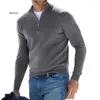 Men's Sweaters Men Wool Quarter Zip Sweater Long Sleeve Warmer Solid Color Pullover Outdoor Autumn Winter