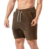 Men's Shorts Corduroy Summer Trunks Solid Color Beach Wear Streetwear Drawstring Elastic Waist Homme Pink Short Pants