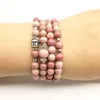 SN1380 Bracciale da donna di moda Yoga 108 Bracciale Mala Balance 6 mm Gioielli in pietra rodonite Trendy Testa di Buddha Collana222B