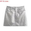 Gonne FP To Love French Silver PU Mini Metallic Sexy Gonna a vita alta Chic Retro Short ALine Metal 230720