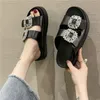 Sandalen Marke Schuhe Damen High Heels Plattform Sandalen Doppel Schnalle Band Hausschuhe Frau Muffins Kristall FlipFlops Mujer 230719