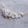 Hair Clips Exquisite Beige Pearl Handmade Ceramic Flower Bridal Comb Wedding Prom Women Accessories Jewelry