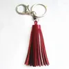 Keychains Fashion PU Leather Tassel Keychain Vintage Round Pompom Bag Charms Key Ring Tassels Chains Car Jewelry Fringe Valentines Day