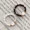 Fashion Natural Stone Moonstone Obsidian Rings for Women Girls Rostfritt stål Beaded Ring Wedding Party Jewelry Gift Wholesale