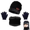 Cycling Caps 2023 Children Winter Knitted Hat And Scarf Gloves 3 IN 1 Set Boy Girls Kids Warm Plush Hats Outdoor Ski Cap Fashion Scarves