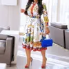 プラスサイズのドレスプラスサイズのシャツドレス女性サマーエレガントブランド豪華な印刷アフリカンオフィスレディースハイウエスト秋のデザイナードレス230720