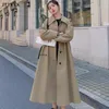 Trenchs pour femmes printemps long trench pour les femmes élégantes mode coréenne pardessus femme coupe-vent veste simple boutonnage avec ceinture