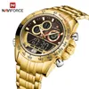 NAVIFORCE 9188 Orologi d'oro di lusso Sport Sport Cronografo al quarzo digitale Orologio da polso Orologio impermeabile Uomo Relogio Masculino