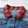 Jackor Autumn and Winter Children's Coat New Style Children's Jean Jackel Long Sleeve Red Black Plaid Fake Two-Piece Denim Shirt T230720