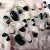 False Nails 24pcs/set 검은 가짜 아트 팁 전체 커버 매니큐어 DIY 단락 접착제