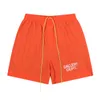 RHU Shorts Designers Masculino Basquete Calças Curtas camisa Luxos Verão Praia Letra Mesh Moda Rua Moletom