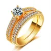 Ensemble de luxe femme blanche mariée bague de mariage ensemble mode 925 argent rempli bijoux promesse CZ pierre bagues de fiançailles pour Wom242h