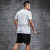 Herrspårar Fitnesskläder Mens Ice Silk Snabbtorkning Sportkläder Set Summer Short Sleeved Tshirt Morning Running Basketball Training Room J230720