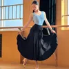 Traje de Palco Roupas de Dança de Salão Feminino Sem Manga Flor Tops Saia Preta Adulto Latina Traje de Performance Vestidos de Valsa DNV17958