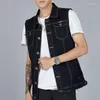 Gilet da uomo Gilet da uomo Nero Blu Denim Cowboy Ragazzi Abiti senza maniche Casual Big Size 5XL 6XL 7XL 8XL Gilet Homme Uomo Kamizelka Chaleco