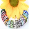 100 pcs / lot 10mm 12mm Blanc mélangé multicolore Strass Argent Plaqué Grand Trou Cristal Perles Européennes entretoise Lâche Perle Bracelets209Z