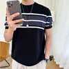 Suéteres para hombre 2023, suéter de manga corta, suéter informal de punto de negocios con cuello redondo, suéter fino de verano, camiseta en 2 colores