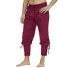 Pantalon homme été printemps décontracté solide Harlan médiéval Viking Costume Pirate pantalon dentelle 230720